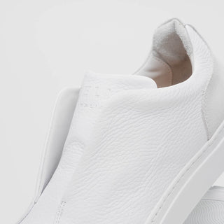 Zelli Italia Spettacolare Men's Shoes White Pebble Grain Calf-Skin Leather Slip-On Sneaker (ZEL1051)