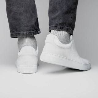 Zelli Italia Spettacolare Men's Shoes White Pebble Grain Calf-Skin Leather Slip-On Sneaker (ZEL1051)