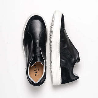 Zelli Italia Spettacolare Men's Shoes Black Pebble Grain Calf-Skin Leather Slip-On Sneaker (ZEL1051)