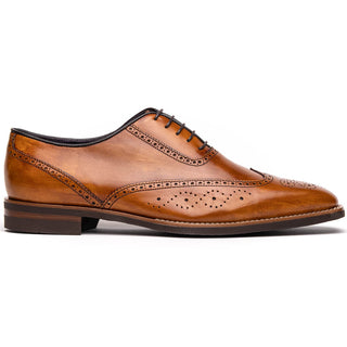 Zelli Italia Stephano Men's Shoes Camel Calf-Skin Leather Wing-Tip Oxford (ZEL1039)