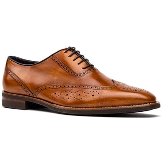 Zelli Italia Stephano Men's Shoes Camel Calf-Skin Leather Wing-Tip Oxford (ZEL1039)
