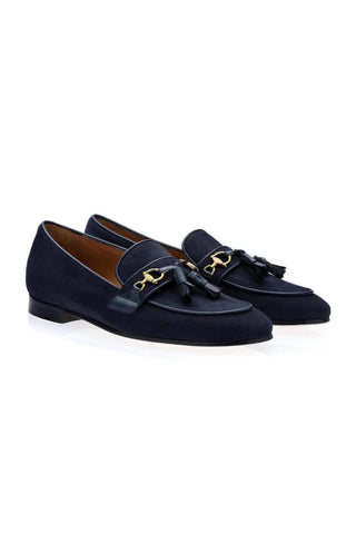 SUPERGLAMOUROUS Bruno Velukid Navy Suede Tassel Loafers (SPGMS1061)-AmbrogioShoes