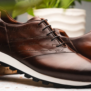 Zelli Italia Testo Men's Shoes Brown Calf-Skin Leather Sneaker (ZEL1048)