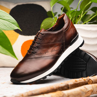 Zelli Italia Testo Men's Shoes Brown Calf-Skin Leather Sneaker (ZEL1048)