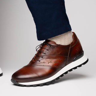 Zelli Italia Testo Men's Shoes Brown Calf-Skin Leather Sneaker (ZEL1048)