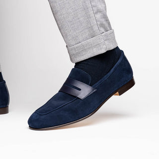 Zelli Italia Tippa Men's Shoe Navy Suede & Calf-Skin Leather Penny Loafer (ZEL1033)