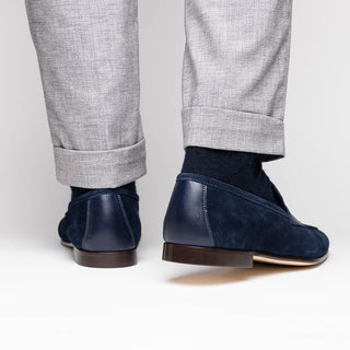 Zelli Italia Tippa Men's Shoe Navy Suede & Calf-Skin Leather Penny Loafer (ZEL1033)