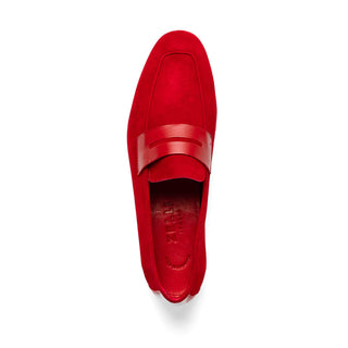 Zelli Italia Tippa Men's Shoe Red Suede & Calf-Skin Leather Penny Loafer (ZEL1033)
