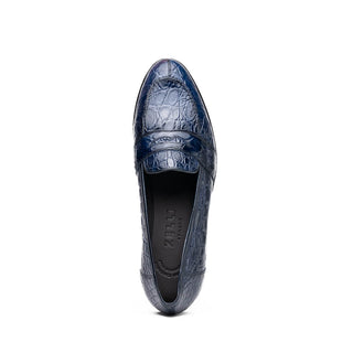 Zelli Italia Tuscany Men's Shoes Navy Crocodile Skin Penny Loafer (ZEL1000)