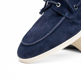 Zelli Italia Venice Men's Shoes Navy Goat-Skin Suede Boat Loafer (ZEL1031) Goatskin Boat Shoes, Navy