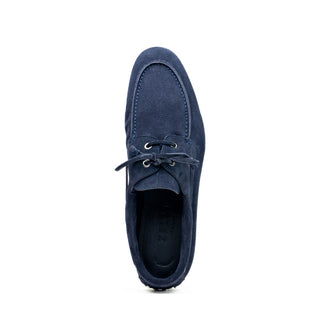 Zelli Italia Venice Men's Shoes Navy Goat-Skin Suede Boat Loafer (ZEL1031) Goatskin Boat Shoes, Navy